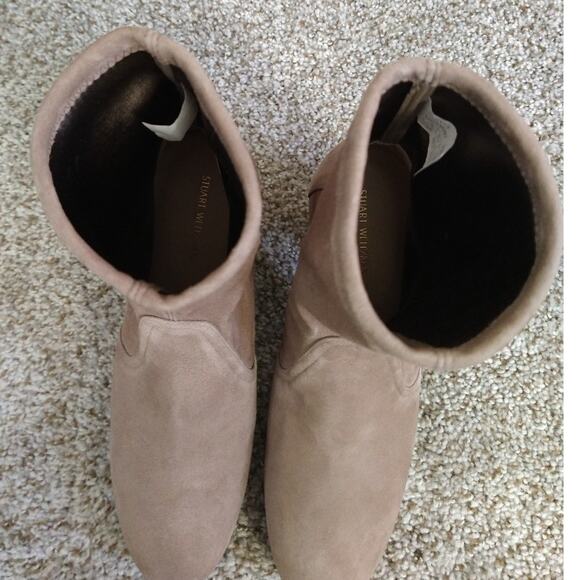 Stuart Weitzman Margot 75 Taupe Suede Booties Women’s 9 Block Heel - Picture 13 of 14